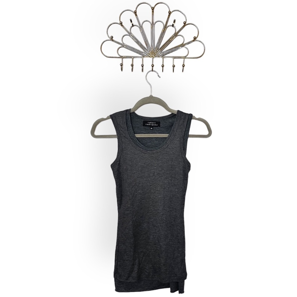 Robert Rodriguez Gray Ribbed Knit Double Layered Tank Top